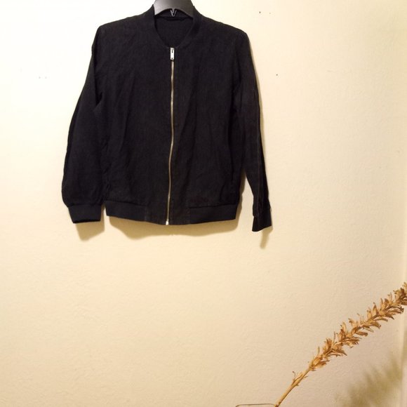 COS Navy Linen Blend Zip Front Bomber Jacket Minimalist Capsule Natural Spring